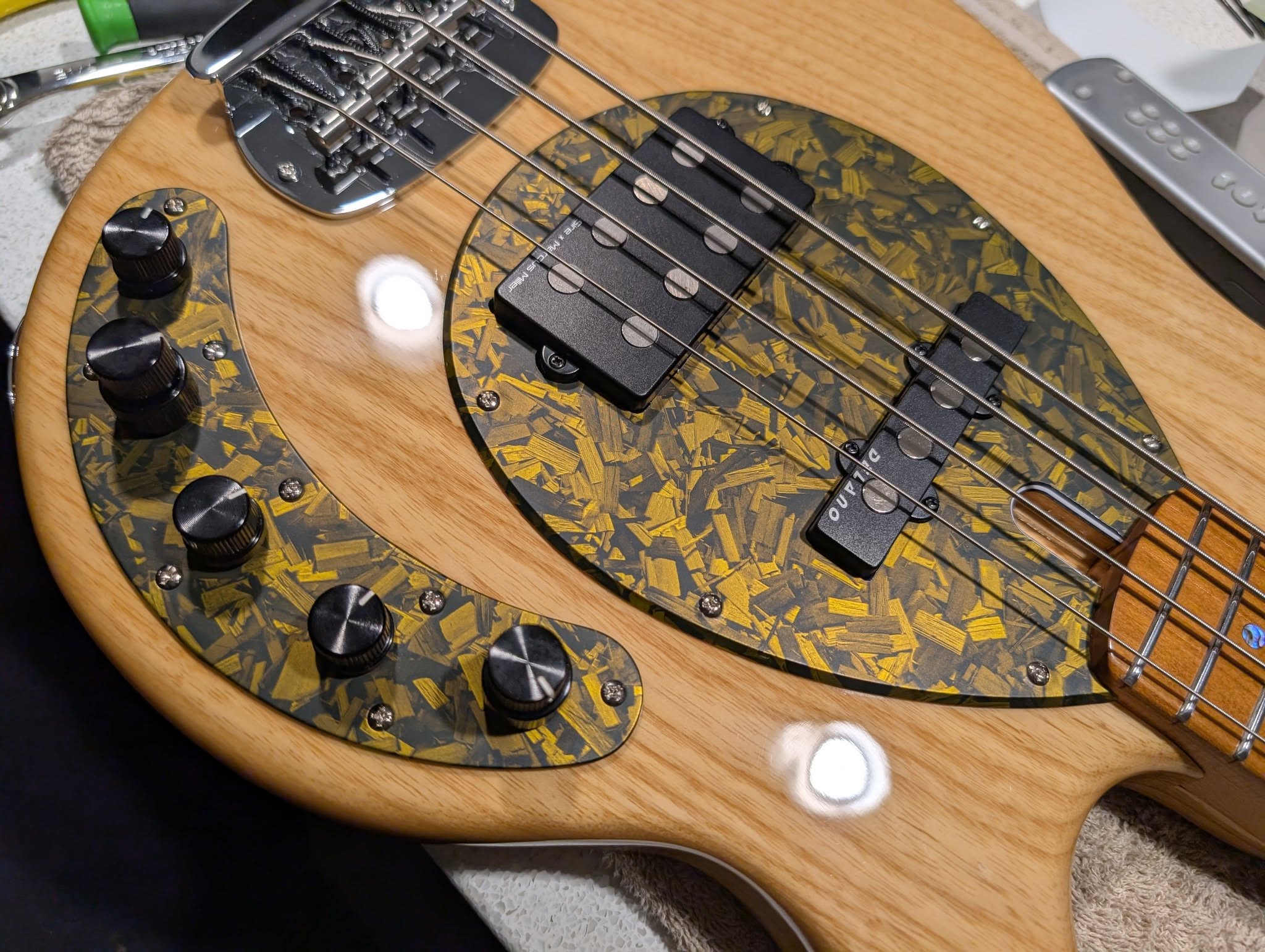 Natural wood bass with custom electronics